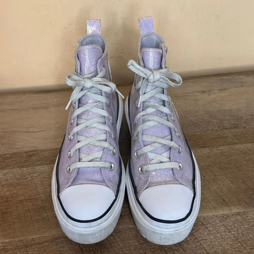 purple glitter Converse CTAS Lugged Lift platform shoes 6.5 big Girls